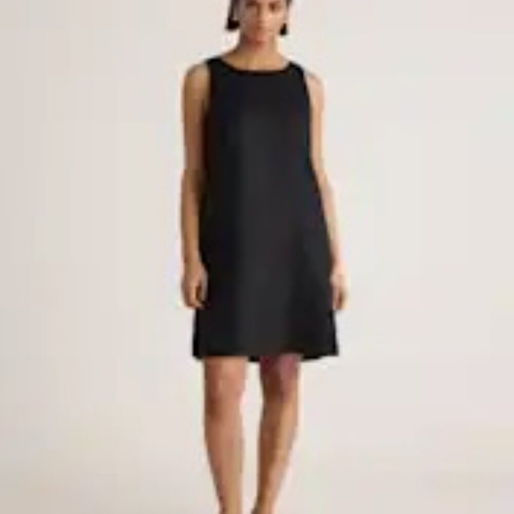 Quince 100% European Linen Tank Mini Dress Size L Black
